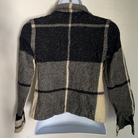 Donna Mizar wool cropped plaid 3/4 sleeve 3/4 button down front pockets top 40 - Picture 5 of 8